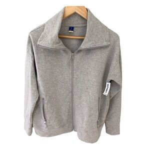 Old Navy Gray Full Zip Funnel Neck Ribbed Performance Jacket NWT Size XS